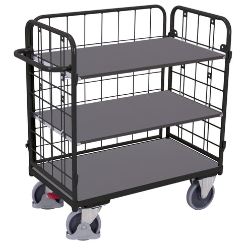 Etagenwagen niedrig mit Gitterwänden, 4-Wand