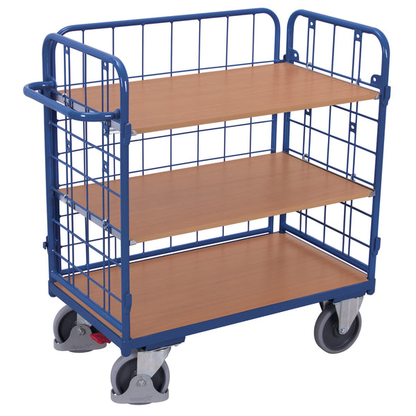 Etagenwagen niedrig mit Gitterwänden, 4-Wand