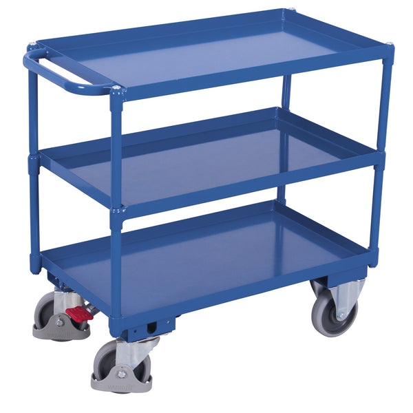 VARIOfit Tischwagen mit 3 Ladeflächen mit Wanne sw-500.610