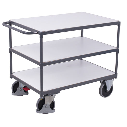 VARIOfit Schwerer ESD Tischwagen mit 3 Ladeflächen sw-500.662