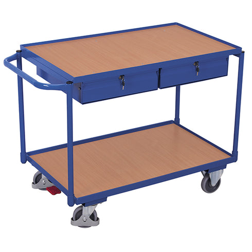 Tischwagen mit 2 Ladeflächen und 2 Schubladen