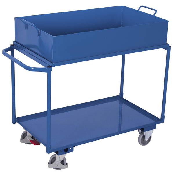 VARIOfit Tischwagen mit 2 Ladeflächen und abnehmbarer Wanne sw-600.507