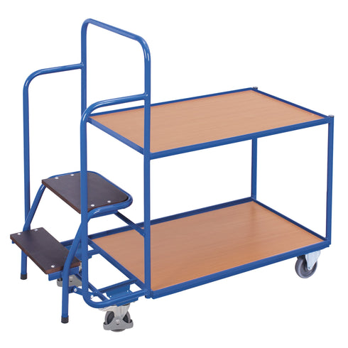 VARIOfit Kommissionierwagen mit 2 Ladeflächen, niedrig sw-600.614
