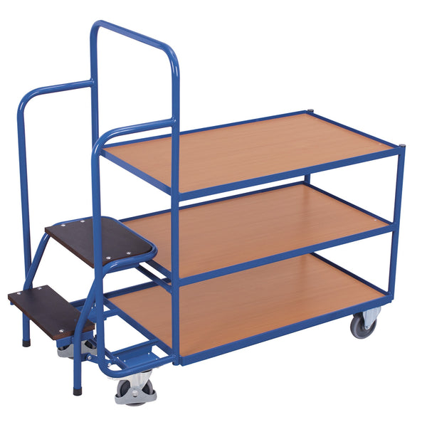 VARIOfit Kommissionierwagen mit 3 Ladeflächen, niedrig sw-600.615